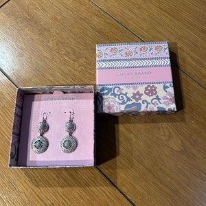 Lucky Brand Silver Toned Earrings with light blue semi precious accent stone